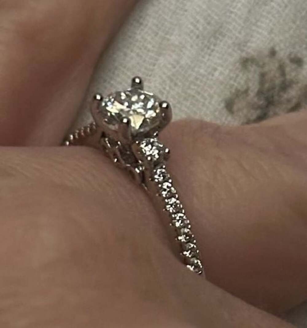 Moissanite VVS1-D Color Ring Size 8 Pave Accent Stones